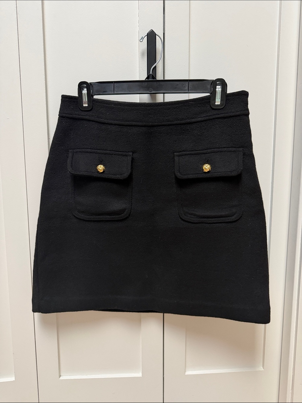 LOFT Black Mini Skirt with Gold-Tone Pocket Buttons